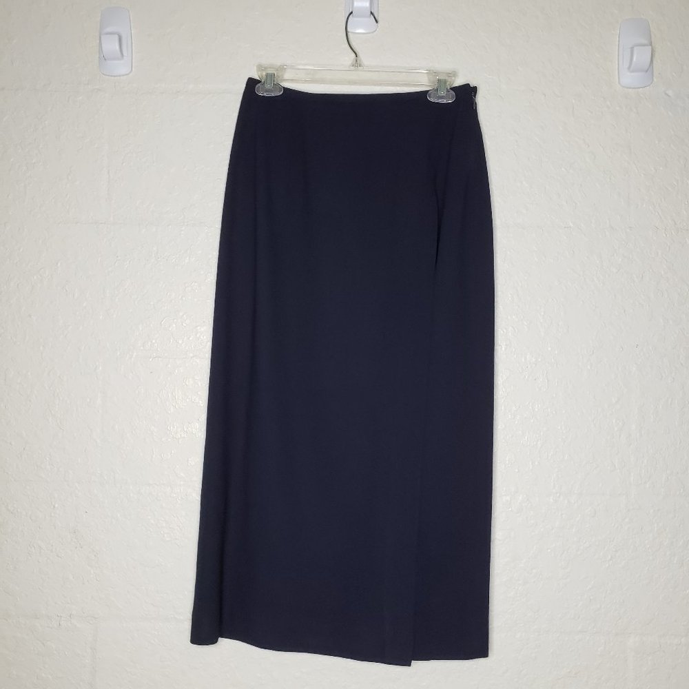 Vintage Lord & Taylor Blue Wool Wrap Skirt 8 P